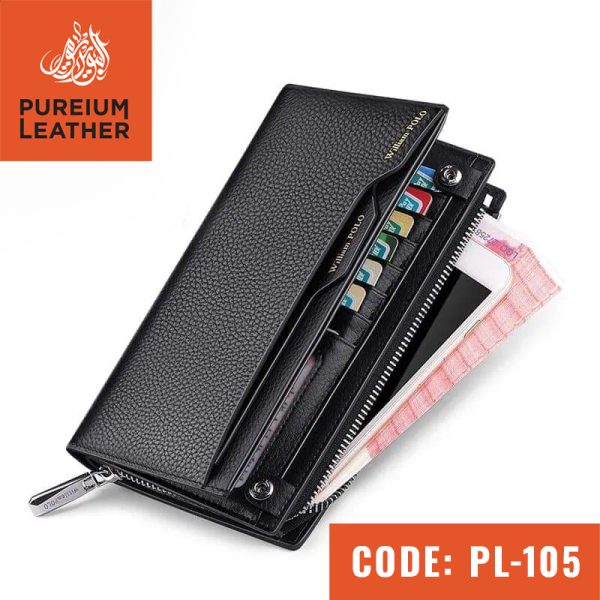 PL105 - Original Leather Long Wallet with Card Holder - Image 3
