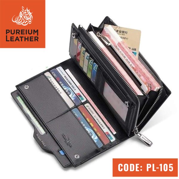 PL105 - Original Leather Long Wallet with Card Holder - Image 6