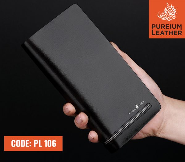 PL106 - Original Leather Long Wallet Black - Image 3