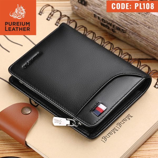 PL108 - Original Leather Short Wallet Black - Image 2