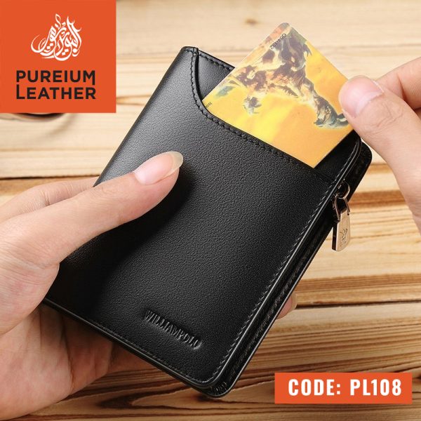 PL108 - Original Leather Short Wallet Black - Image 3