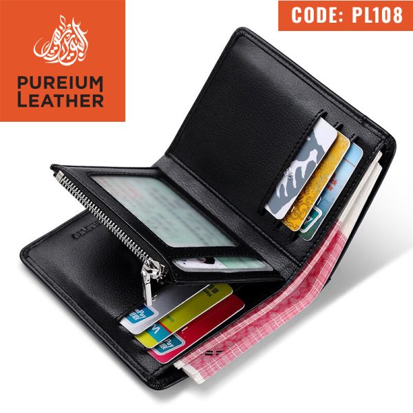PL108 - Original Leather Short Wallet Black - Image 5