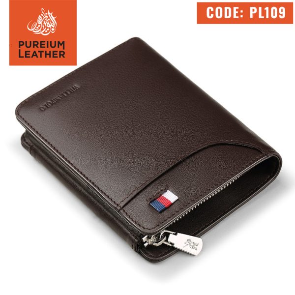 PL109 - Original Leather Short Wallet Brown
